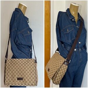 Gucci Monogram Flap Messenger Bag